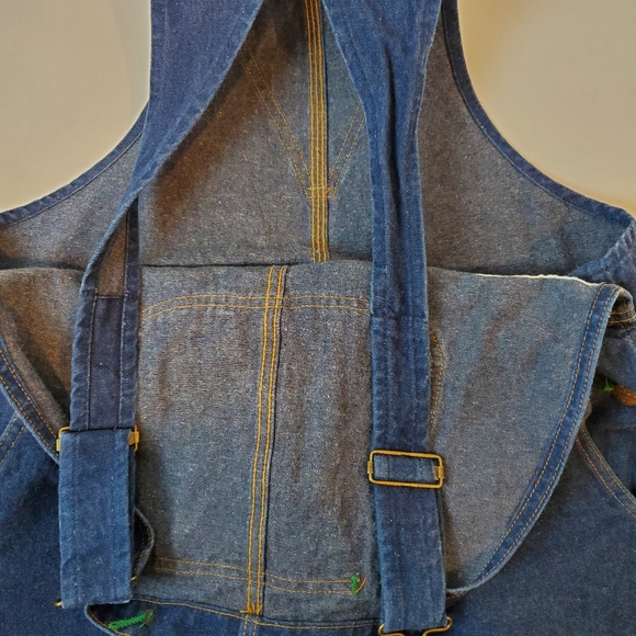 Vintage 80s Wrangler Workwear Carpenter Bibs Overalls Size 38x30 Mens Denim - Picture 14 of 16